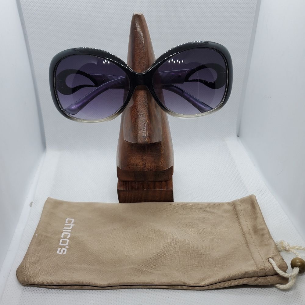 Chico's Black & Gray Sunglasses & Dust Bag